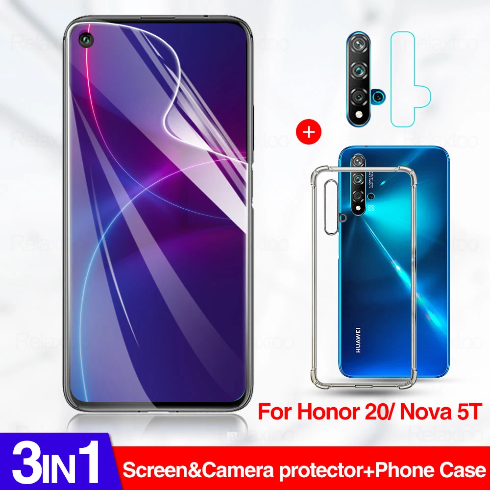Гидрогелевая пленка 3 в 1 + чехол Lems для Huawei Honor 20 pro 9X 8a 8X 8S Y9S Y6S 2020 Y5 Y6 Y7 Y9 2019|Бамперы| |