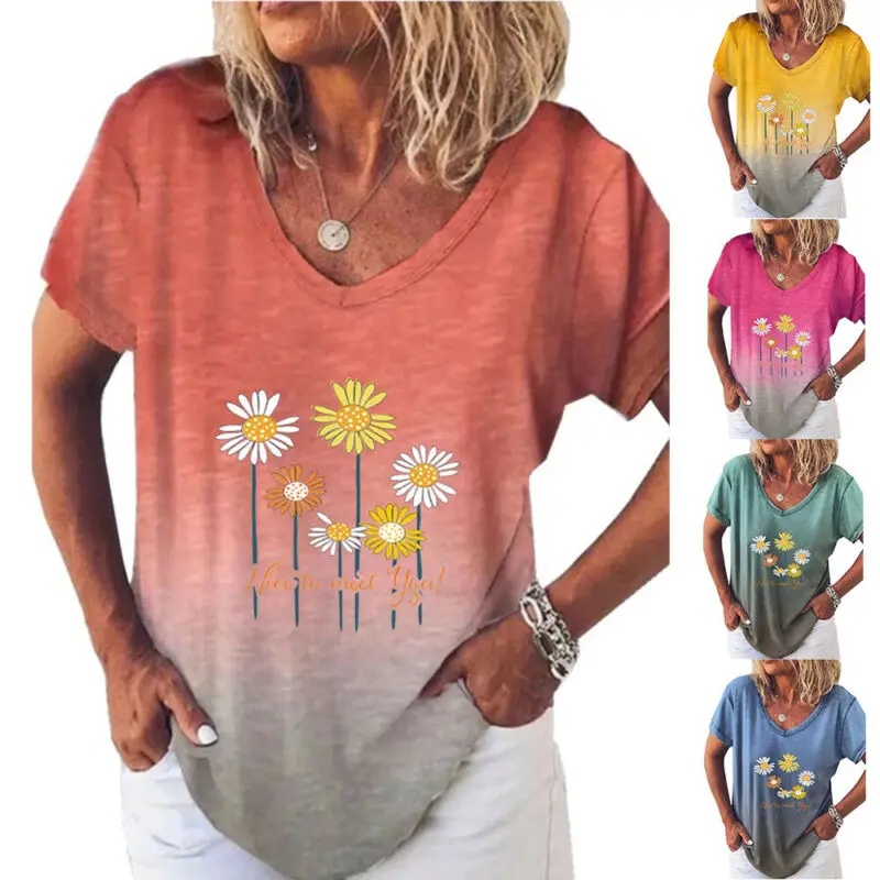 Women Printing Gradient Tunic V Neck T-shirts Casual Baggy Tops Blouse Plus Size
Women Printing Gradient Tunic V Neck T-shirts Casual Baggy Tops Blouse Plus Size