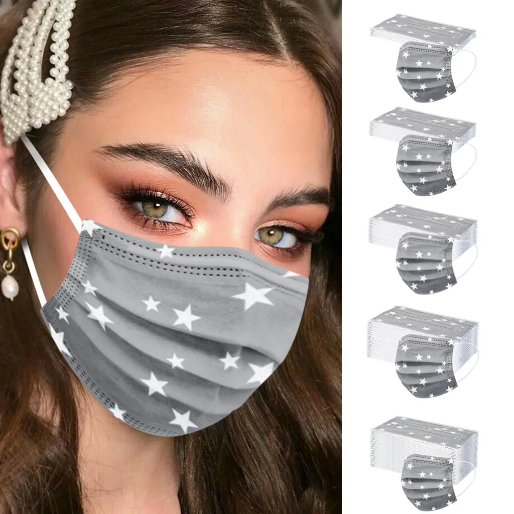 10/20/30/50/100pc Adult Disposable Earloop Mask Five-pointed Star Pattern Printing Non-woven Melt Blown 3-layer Masks Mascarila
10/20/30/50/100pc Adult Disposable Earloop Mask Five-pointed Star Pattern Printing Non-woven Melt Blown 3-layer Masks Mascarila