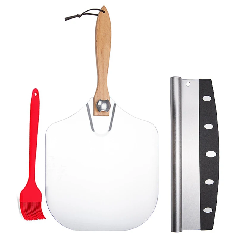New Pizza Peel Set-Pizza Spatula 12 Inch X 14 Inch+Pizza Rocker Cutter+Pastry Brush-Metal Pizza Peel/Foldable Wood Handle
New Pizza Peel Set-Pizza Spatula 12 Inch X 14 Inch+Pizza Rocker Cutter+Pastry Brush-Metal Pizza Peel/Foldable Wood Handle