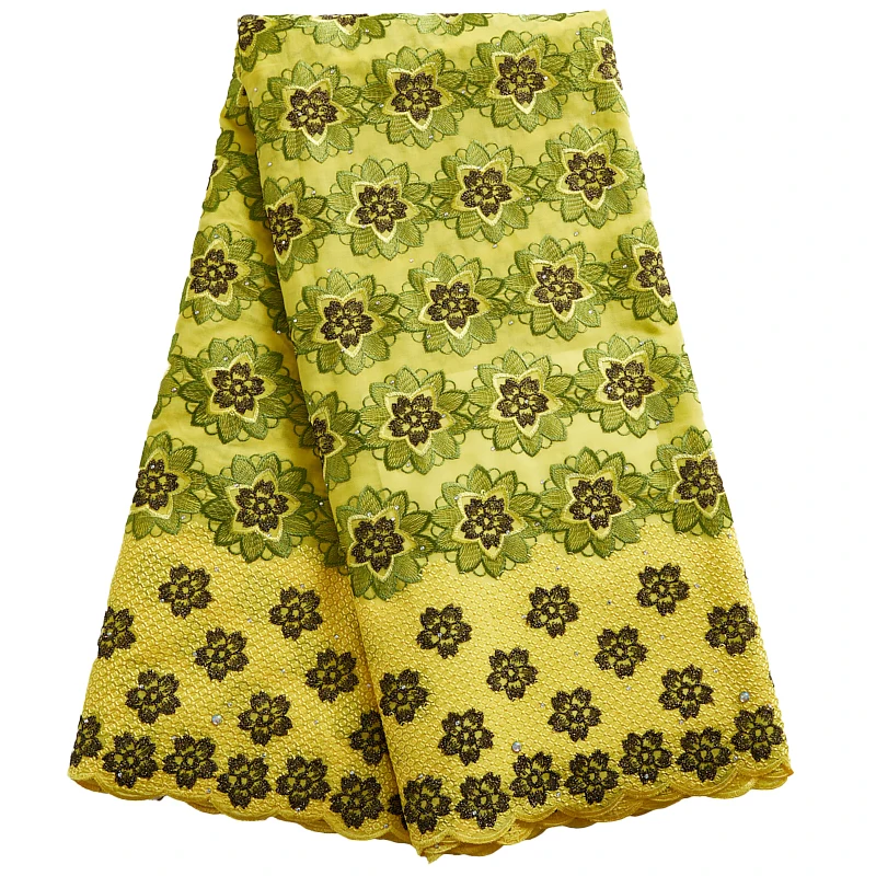 Swiss Voile Cotton African Lace Fabric Newly Designed Nigerian Embroidery Dry Cotton With Stones For Wedding Evening Dress 2454A 
Swiss Voile Cotton African Lace Fabric Newly Designed Nigerian Embroidery Dry Cotton With Stones For Wedding Evening Dress 2454A