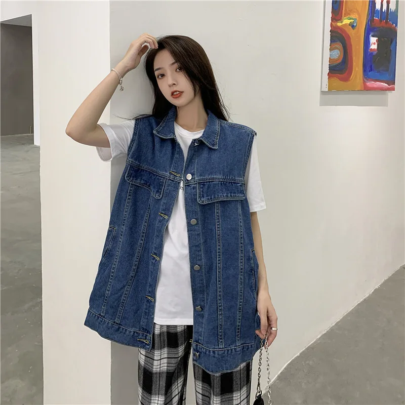 Spring And Autumn New Fashion Korean Style Loose Outer Wear Denim Vest Women Sleeveless Casual Jacket Jacket Ladies Tide 2021
Spring And Autumn New Fashion Korean Style Loose Outer Wear Denim Vest Women Sleeveless Casual Jacket Jacket Ladies Tide 2021