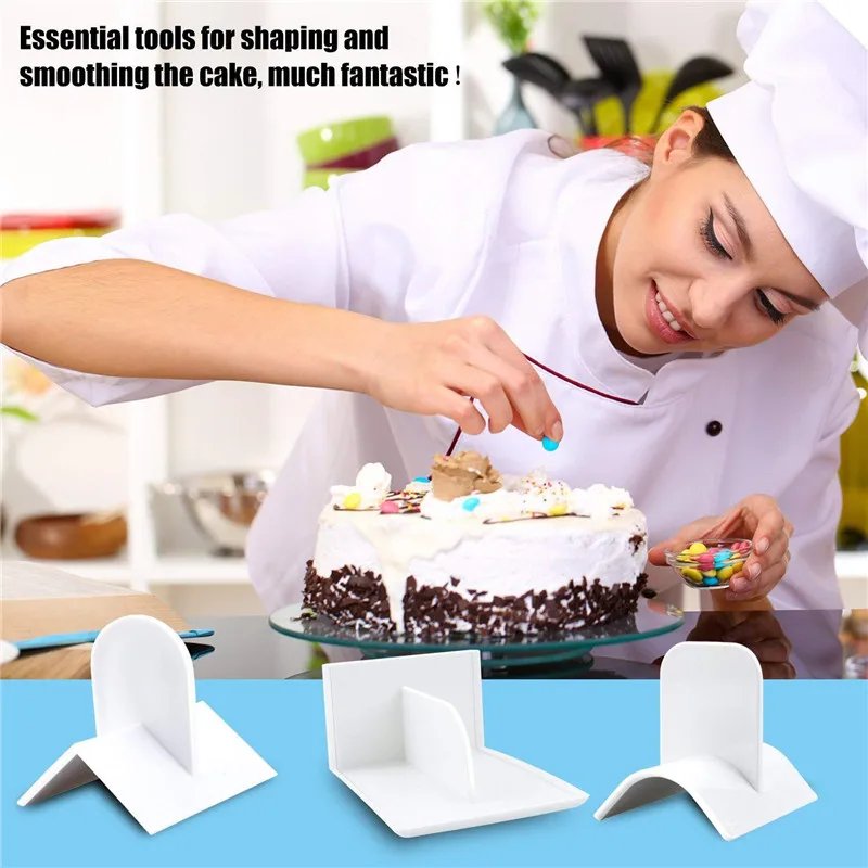 

3 Types Smoother Polisher Pastry Molds Eco-Friendly Food Grade Plastic Bakeware DIY Fondant Cake Tools White Cupcake Decorator