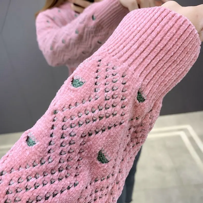 Women 2021 Spring Autumn Fashion O-neck Printed Knitted Tops Female Long Sleeve Thicken Pullovers Ladies Loose Sweater Tops Y343
Women 2021 Spring Autumn Fashion O-neck Printed Knitted Tops Female Long Sleeve Thicken Pullovers Ladies Loose Sweater Tops Y343