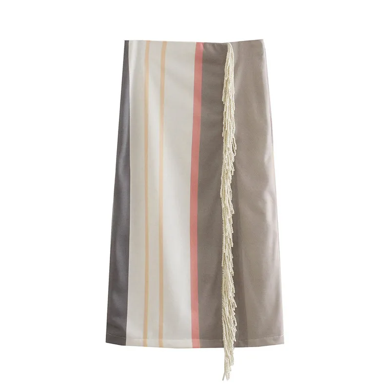Women Striped Skirt High Waist Long Skirt Woman Summer Fashion Fring Midi Skirt With Side Slit Skirts Womens 2021
Women Striped Skirt High Waist Long Skirt Woman Summer Fashion Fring Midi Skirt With Side Slit Skirts Womens 2021