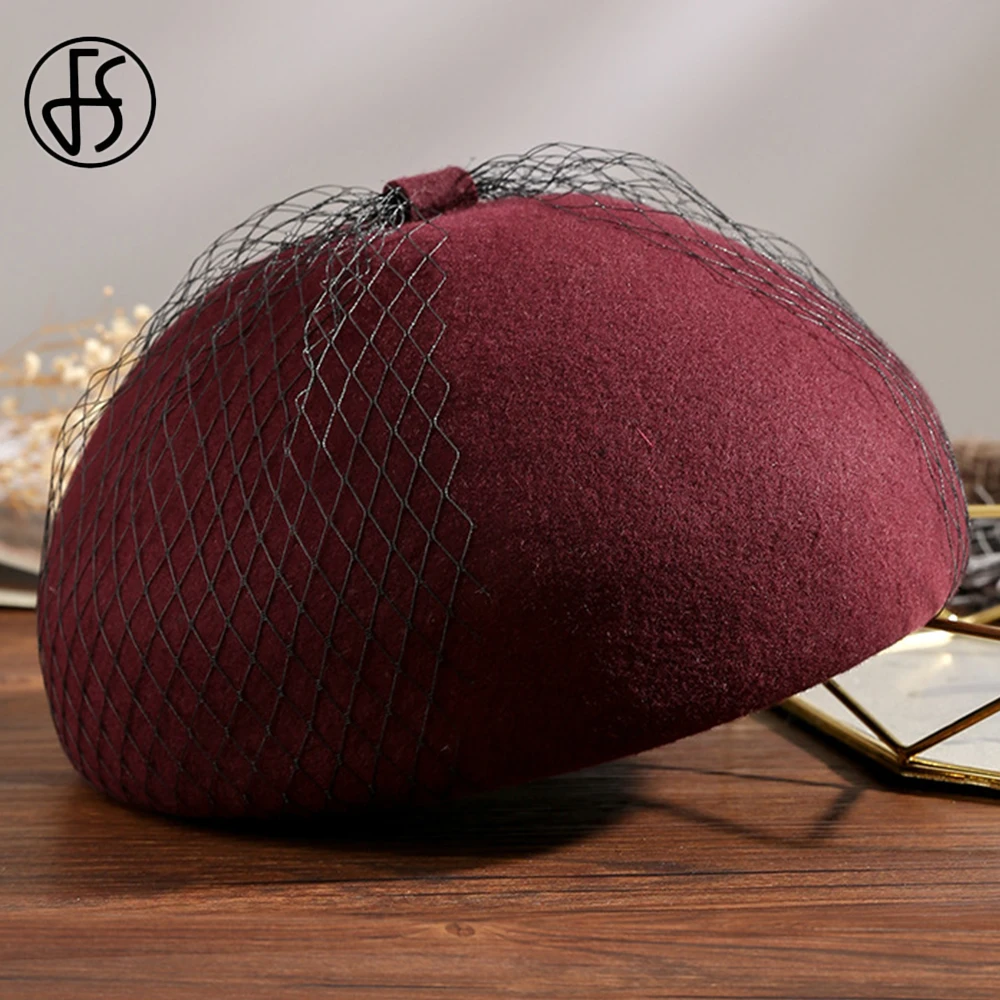 FS New British Style Berets Caps For Women Fashion Wool Felt Fedora Hat Winter Warm Church Female Vintage Cloche Hats With Veils
FS New British Style Berets Caps For Women Fashion Wool Felt Fedora Hat Winter Warm Church Female Vintage Cloche Hats With Veils