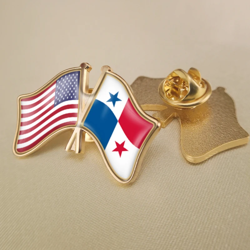United States and Panama Crossed Double Friendship Flags Lapel Pins Brooch Badges
United States and Panama Crossed Double Friendship Flags Lapel Pins Brooch Badges