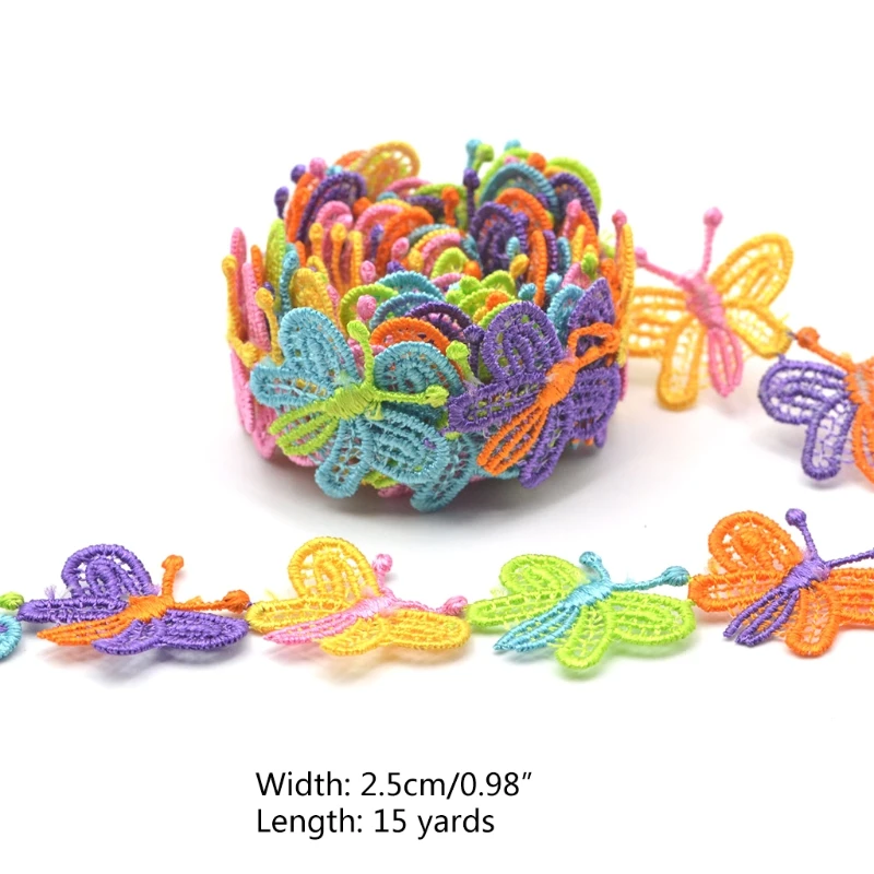 15 Yards Colorful Butterfly Lace Trim Ribbon DIY Sewing Embroidered Applique L41B
15 Yards Colorful Butterfly Lace Trim Ribbon DIY Sewing Embroidered Applique L41B