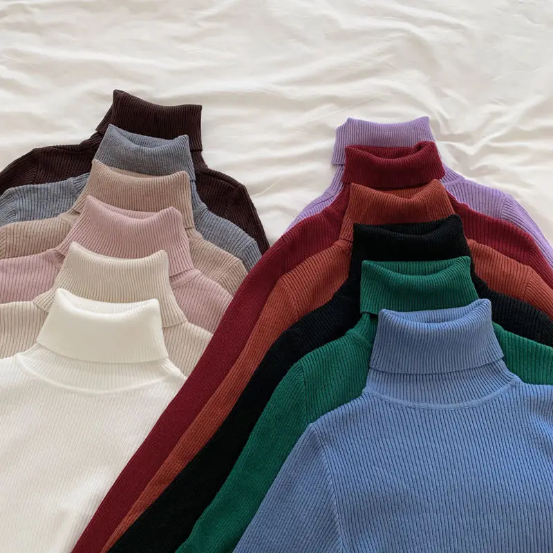 Pullover Women Turtleneck Solid Stretchy Fashion Elegant Skinny Korean Style Slim Knitted Chic Womens Sweaters All-match Simple
Pullover Women Turtleneck Solid Stretchy Fashion Elegant Skinny Korean Style Slim Knitted Chic Womens Sweaters All-match Simple