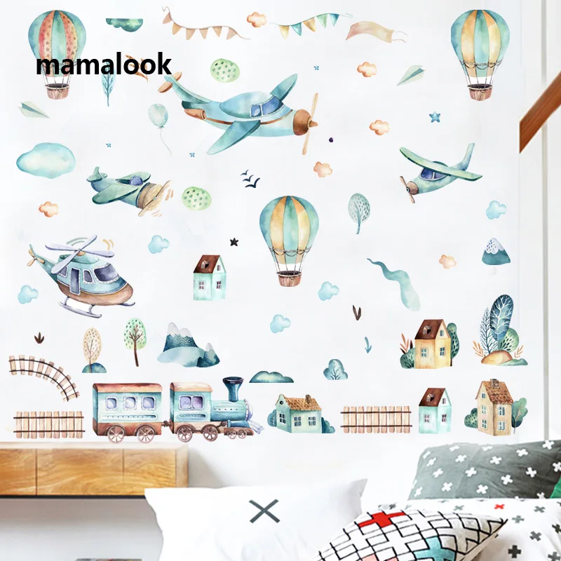 Watercolor Airplane Fairy Tale Town Wall Sticker Children Room Nursery Wall Decoration Self-adhesive Waterproof Sticker
Watercolor Airplane Fairy Tale Town Wall Sticker Children Room Nursery Wall Decoration Self-adhesive Waterproof Sticker