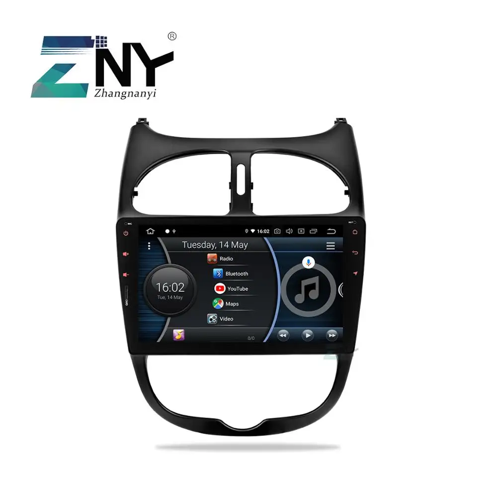 Автомагнитола 9 дюймов Android 10 GPS для Peugeot 206 In Dash 1 Din FM Wi Fi аудио видео головное