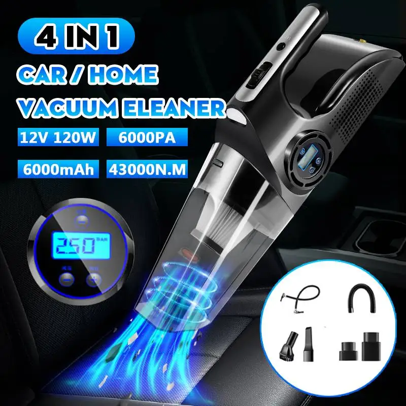 6000Pa Car Vacuum Cleaner Powerful Cyclone Suction Vacuum Home Handheld Vacuums with Digital Tire Inflator Pump Pressure Gauge
6000Pa Car Vacuum Cleaner Powerful Cyclone Suction Vacuum Home Handheld Vacuums with Digital Tire Inflator Pump Pressure Gauge