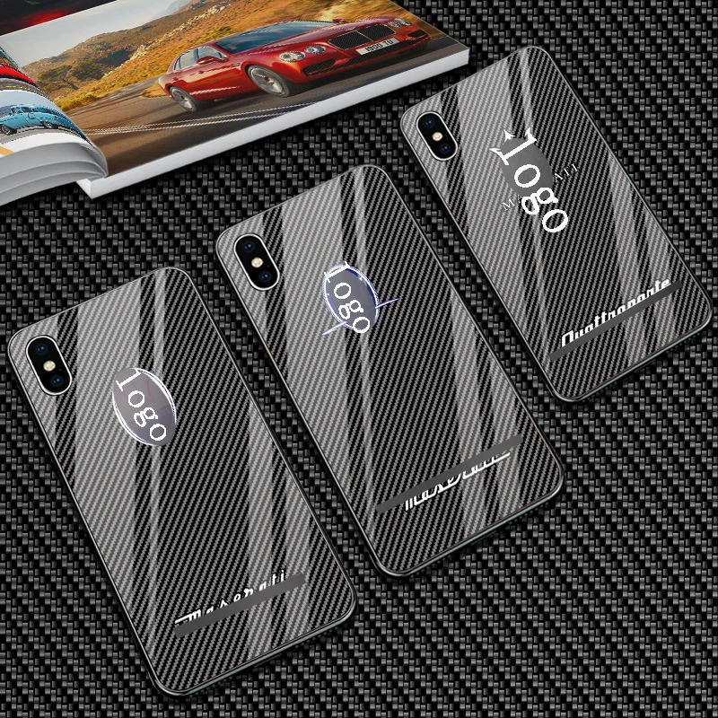 Для Maserati Автомобильный логотип для iPhone 7 и чехол из закаленного стекла X/XS/XR/XSMAX/ 6 6S