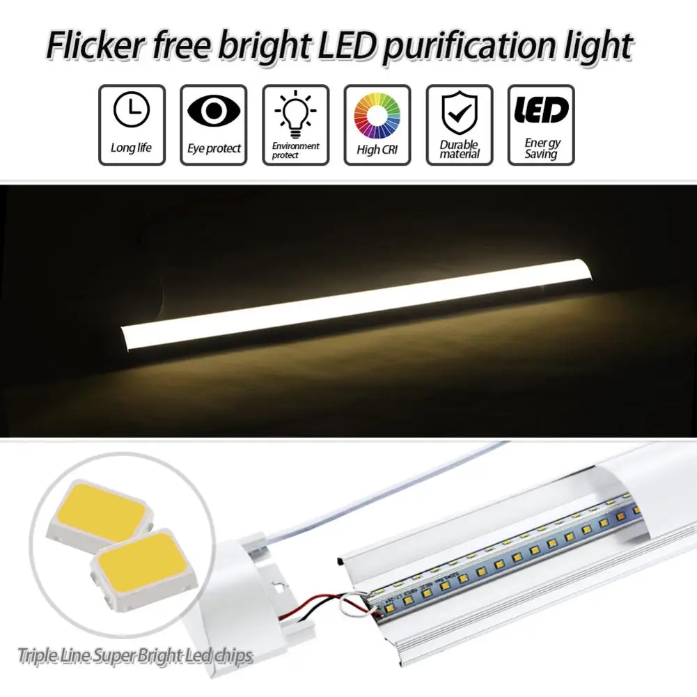 

30-120 Cm Cleaning Purification Lamp Cool White 220V 10W 20W 30W 40W LED Tube Cold White Linear Lamp AC220V 110V Protection IP65