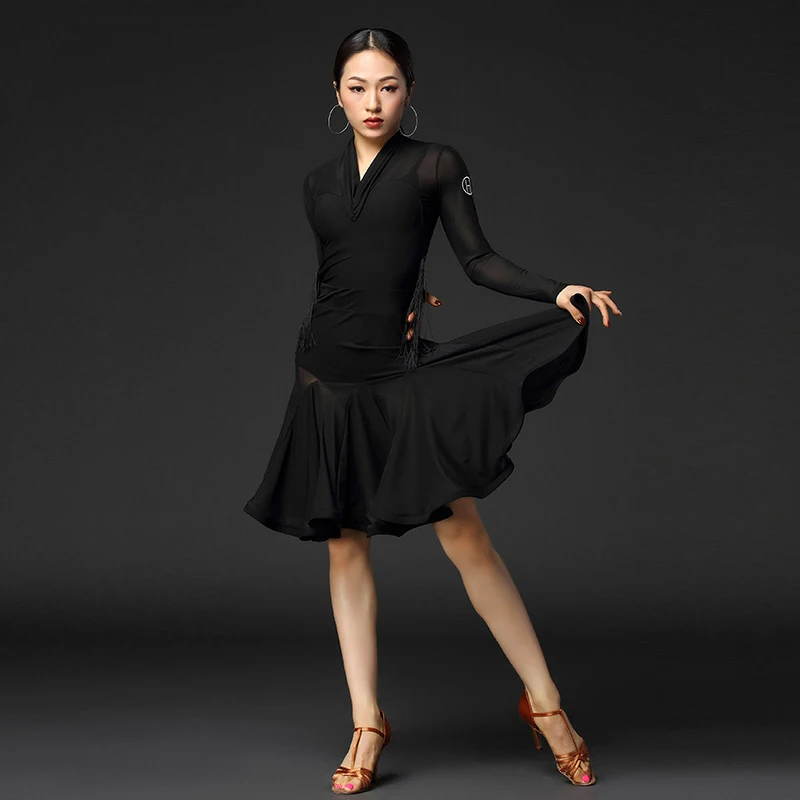 Latin Dance Competition Dress Women Adult Long Sleeve Fringe Clothes Female Rumba Practice Costumes Ballroom Dancewear DWY5024
Latin Dance Competition Dress Women Adult Long Sleeve Fringe Clothes Female Rumba Practice Costumes Ballroom Dancewear DWY5024