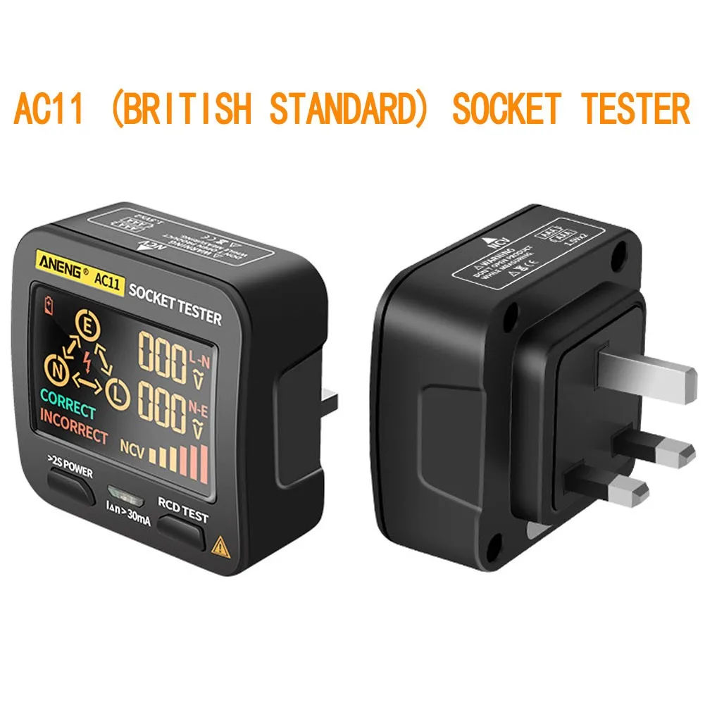 ANENG AC11 Digital Smart Socket Tester Voltage Test Socket Detector Ground Zero Line Phase Check Rcd NCV Test Rcd NCV Test
ANENG AC11 Digital Smart Socket Tester Voltage Test Socket Detector Ground Zero Line Phase Check Rcd NCV Test Rcd NCV Test