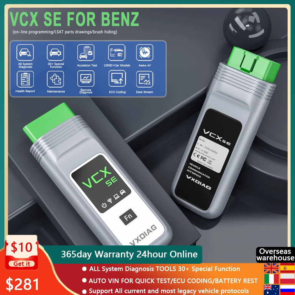 

Инструмент Диагностический VXDIAG VCX SE для Benz, профессиональный диагностический инструмент для автомобиля, SD-разъем, KO MB Star C4 C5, Obd2 сканер кодов,...