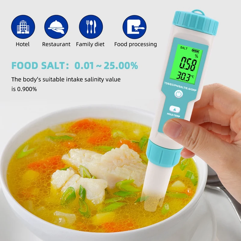 7 in 1 PH/TDS/EC/ORP/Salinity /S.G/Temperature Meter Water Quality Monitor Tester Drinking Water, Aquariums PH Meter
7 in 1 PH/TDS/EC/ORP/Salinity /S.G/Temperature Meter Water Quality Monitor Tester Drinking Water, Aquariums PH Meter