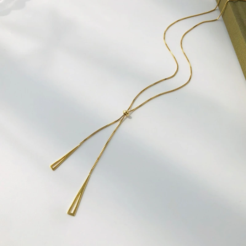Double Triangle Chain Long Tassel Necklaces & Pendants For Women 2020 New Trend 100% 925 Sterling Silver Fashion Party Jewelry
Double Triangle Chain Long Tassel Necklaces & Pendants For Women 2020 New Trend 100% 925 Sterling Silver Fashion Party Jewelry