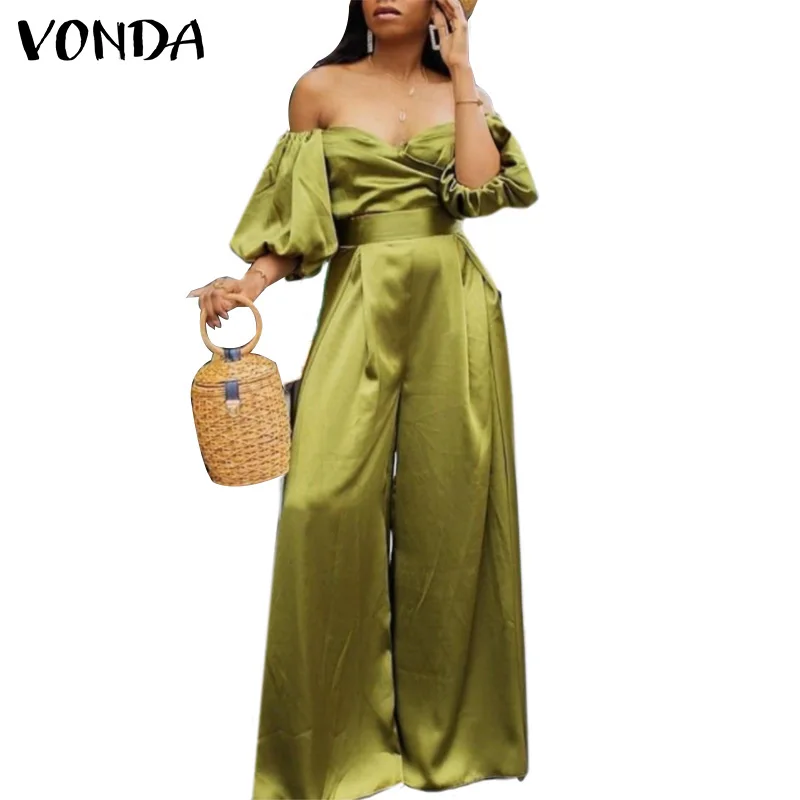 Women Party Jumpsuits Sexy Off Shoulder Cocktail Playsuits Palazzo Pants Wide Leg Long Trousers 2021 VONDA Female Pantalon Femme
Women Party Jumpsuits Sexy Off Shoulder Cocktail Playsuits Palazzo Pants Wide Leg Long Trousers 2021 VONDA Female Pantalon Femme