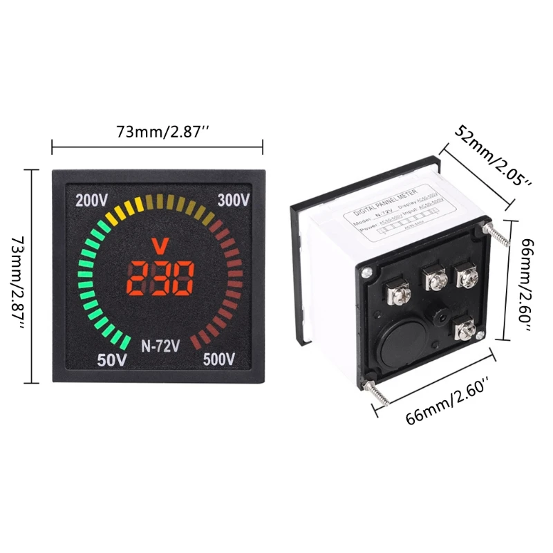 New AC 50V-500V Voltmeter, 72mm Panel Size 68mm Hole Size, Digital LED Display Voltage Meter Gauge Indicator
New AC 50V-500V Voltmeter, 72mm Panel Size 68mm Hole Size, Digital LED Display Voltage Meter Gauge Indicator