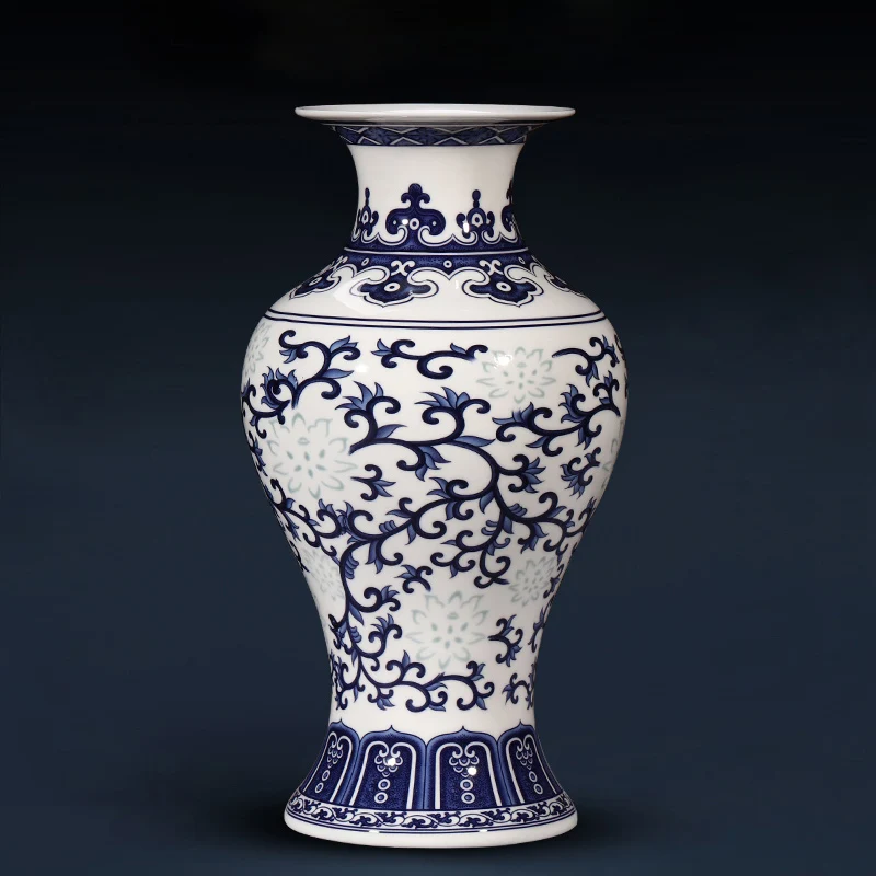 Chinese Blue And White Exquisite Vase Modern Simple Jingdezhen Porcelain Living Room Flower Arrangement Decoration with Base
Chinese Blue And White Exquisite Vase Modern Simple Jingdezhen Porcelain Living Room Flower Arrangement Decoration with Base