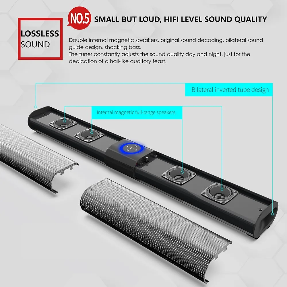 BS-20 Wireless Bluetooth 5.0 Speaker RGB Soundbar Subwoofer Support TF USB AUX RCA Player FM MP3 HiFi Stereo Speaker
BS-20 Wireless Bluetooth 5.0 Speaker RGB Soundbar Subwoofer Support TF USB AUX RCA Player FM MP3 HiFi Stereo Speaker
