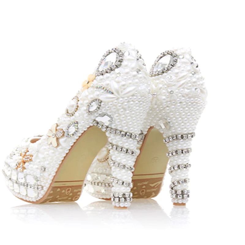 Womens Wedding White Pearl Flower Peep Toe Shoes Crystal Pumps Sexy Bride High Heels Female Rhinestone Party Shoe Big Size 43
Womens Wedding White Pearl Flower Peep Toe Shoes Crystal Pumps Sexy Bride High Heels Female Rhinestone Party Shoe Big Size 43