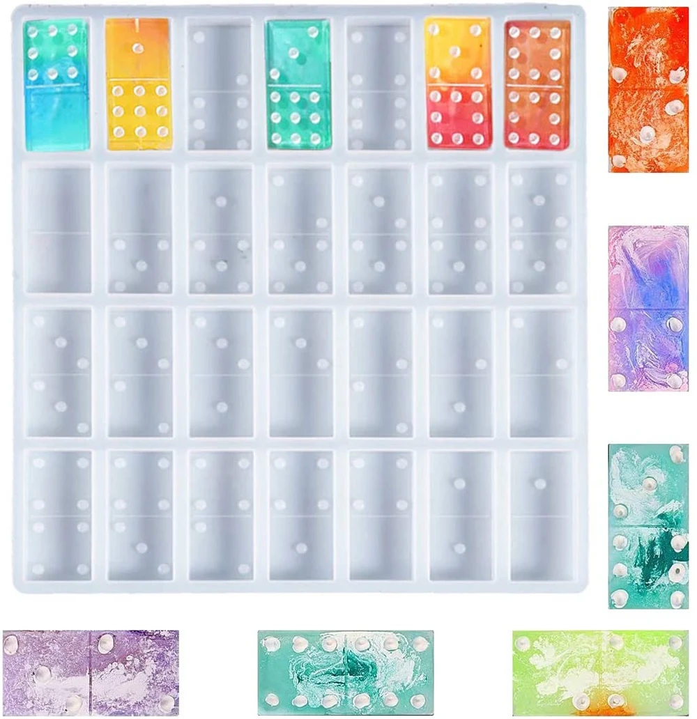 DIY Domino Resin Molds, 1 Set of 28 Cavities Domino Molds for Resin Casting, Domino Double Six Epoxy Resin Molds Silicone Mold
DIY Domino Resin Molds, 1 Set of 28 Cavities Domino Molds for Resin Casting, Domino Double Six Epoxy Resin Molds Silicone Mold