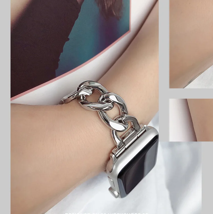 Fashion Women Watchband for Apple Watch Series 5 4 3 SE 6 Band 40mm 44mm Metal Bracelet for IWatch 38mm 42mm Chain Resin Strap
Fashion Women Watchband for Apple Watch Series 5 4 3 SE 6 Band 40mm 44mm Metal Bracelet for IWatch 38mm 42mm Chain Resin Strap
