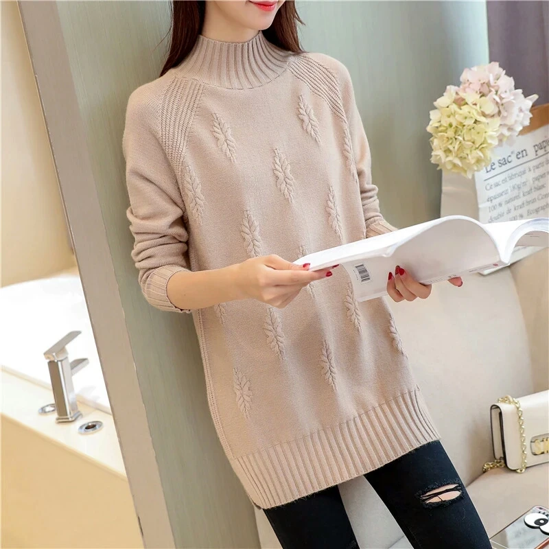 2020 Autumn Winter Women Half Turtleneck Knitted Jumper New Long Sleeve Loose Femme Solid Sweater Pullovers Ladies Tops Z713
2020 Autumn Winter Women Half Turtleneck Knitted Jumper New Long Sleeve Loose Femme Solid Sweater Pullovers Ladies Tops Z713