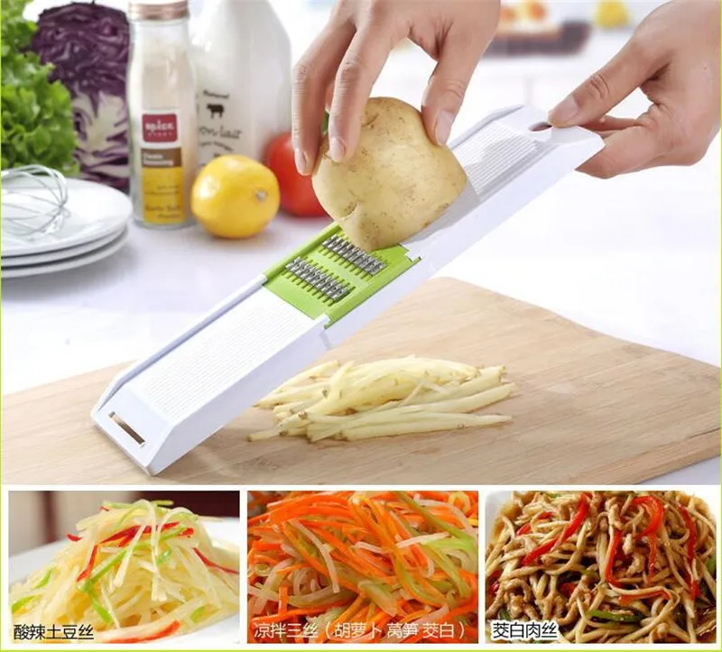 Multifunctional vegetable cutter, carrot peeler, fruit and vegetable slicer, shredder, with 3-blade grater, kitchen gadget
Multifunctional vegetable cutter, carrot peeler, fruit and vegetable slicer, shredder, with 3-blade grater, kitchen gadget