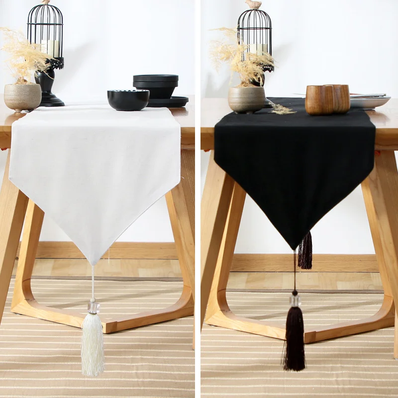 Simple Modern Solid Color Table Runners With Tassel White/black Imitation Linen Decorative Table Flag For Home Wedding Party
Simple Modern Solid Color Table Runners With Tassel White/black Imitation Linen Decorative Table Flag For Home Wedding Party