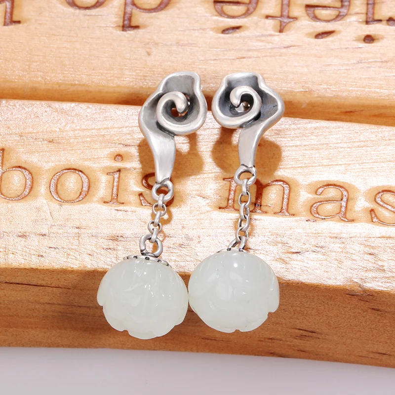 ZHJIASHUN 100% 925 Sterling Silver Nephrite Drop Earrings For Women Flower Natural Jade White Gemstone Earrings Fine Jewelry
ZHJIASHUN 100% 925 Sterling Silver Nephrite Drop Earrings For Women Flower Natural Jade White Gemstone Earrings Fine Jewelry