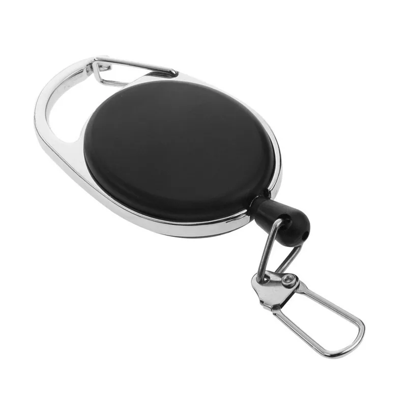 Heavy Duty Retractable Carabiner Badge Tinker Reels 60cm Pull Wire with Key Ring Clip Black | Украшения и аксессуары