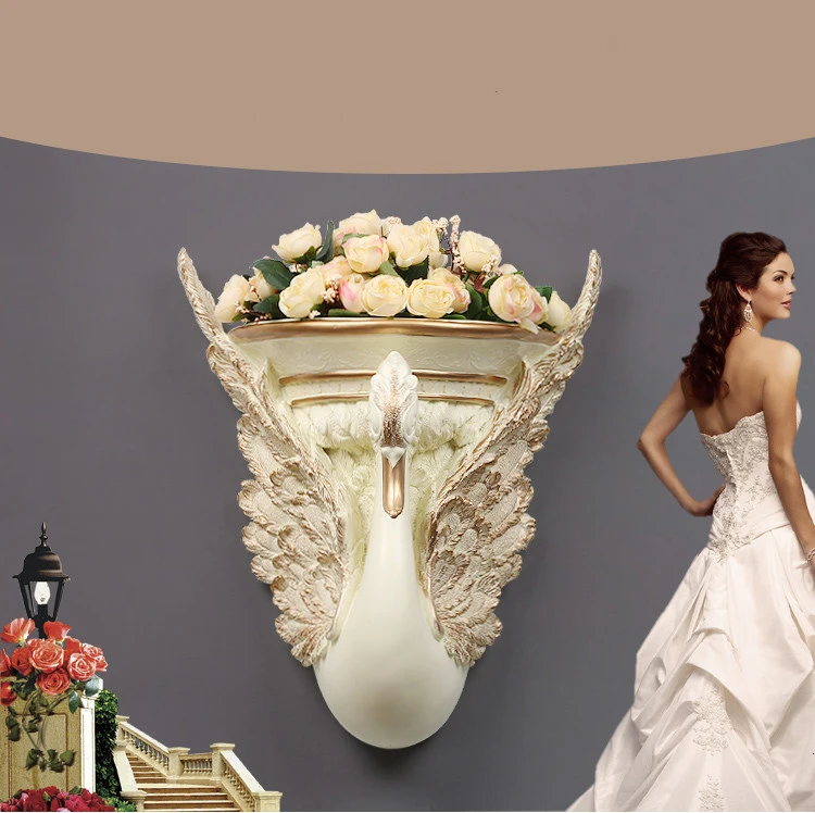 European luxury artists wall hanging resin Swan Vase decorative flower handicraft wall wedding decoration TV background mural
European luxury artists wall hanging resin Swan Vase decorative flower handicraft wall wedding decoration TV background mural