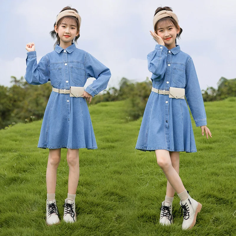 Girls Blue Denim Dresses 2022 New Fashion Solid Dress Spring Autumn Children's Clothing Casual School Mid-length Kids Dress 12 Y
Girls Blue Denim Dresses 2022 New Fashion Solid Dress Spring Autumn Children's Clothing Casual School Mid-length Kids Dress 12 Y