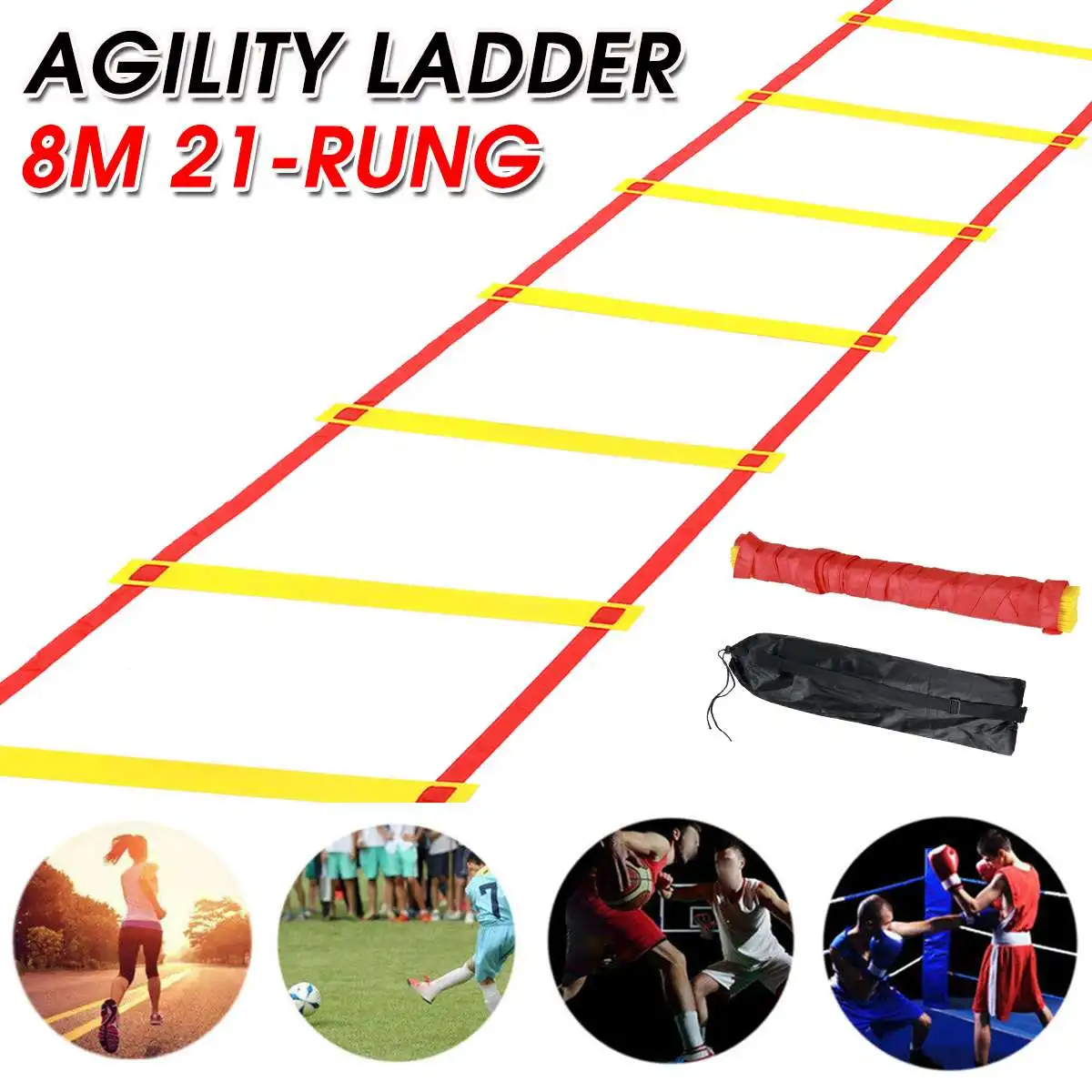 

8M 21 Rung Outdoor Indoor Adjustable Fitness Speed Agility Training Ladder Soccer Football Foot Speed Training Equipment Ladder