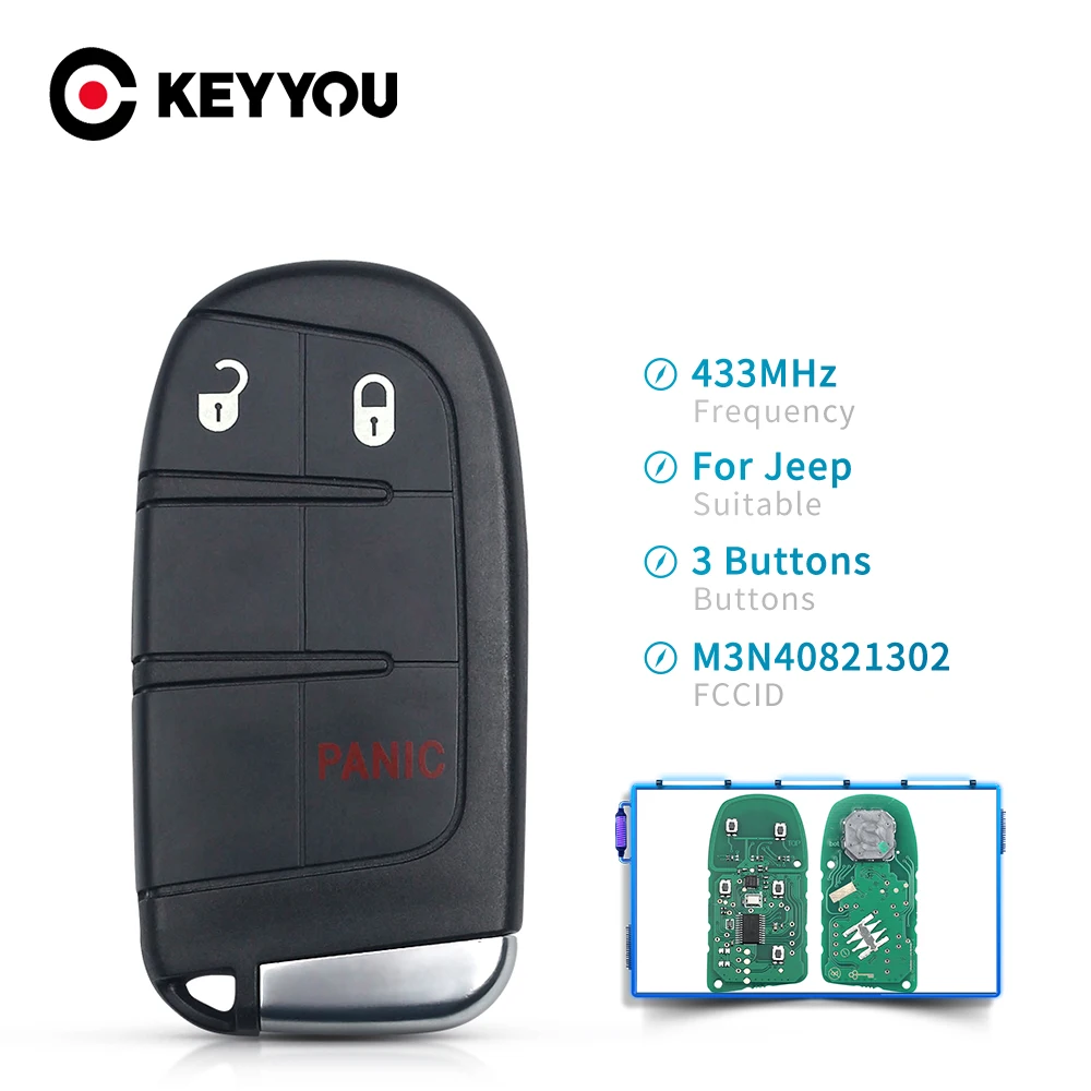 KEYYOU для JEEP 433 МГц, чип ID46, 2 + 1 кнопки, дистанционный ключ-брелок от машины для JEEP Grand Cherokee 2013-2018, M3N-40821302, M3N40821302
KEYYOU для JEEP 433 МГц, чип ID46, 2 + 1 кнопки, дистанционный ключ-брелок от машины для JEEP Grand Cherokee 2013-2018, M3N-40821302, M3N40821302