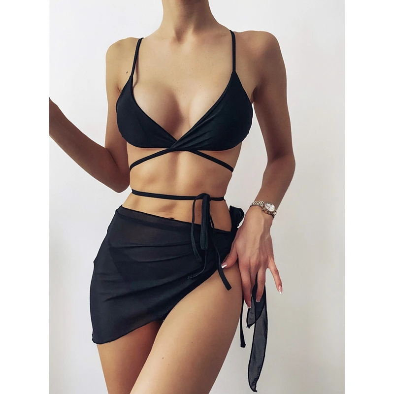 Solid Swimsuit with Skirt Sexy 3 Piece Bikini Halter Push Up Swimsuit Female Swimwear Vintage Bathing Suit
Solid Swimsuit with Skirt Sexy 3 Piece Bikini Halter Push Up Swimsuit Female Swimwear Vintage Bathing Suit