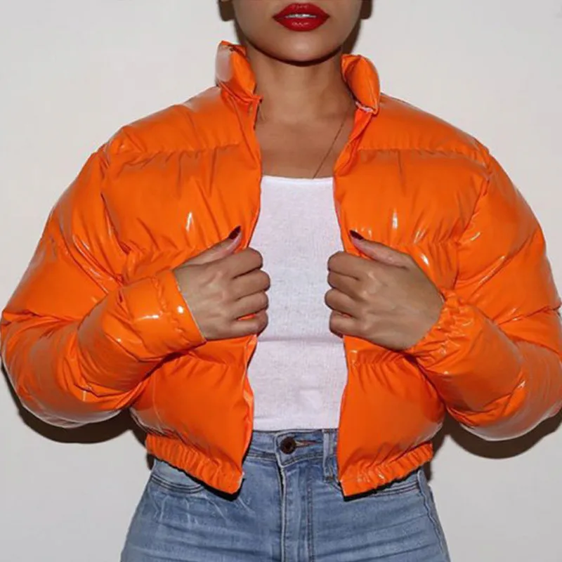 Bright PU Zip Up Jacket Women Streetwear Spring Autumn Female Clothes Cotton Padded Patchwork Parka Puffer Jackets Quilted Coat
Bright PU Zip Up Jacket Women Streetwear Spring Autumn Female Clothes Cotton Padded Patchwork Parka Puffer Jackets Quilted Coat