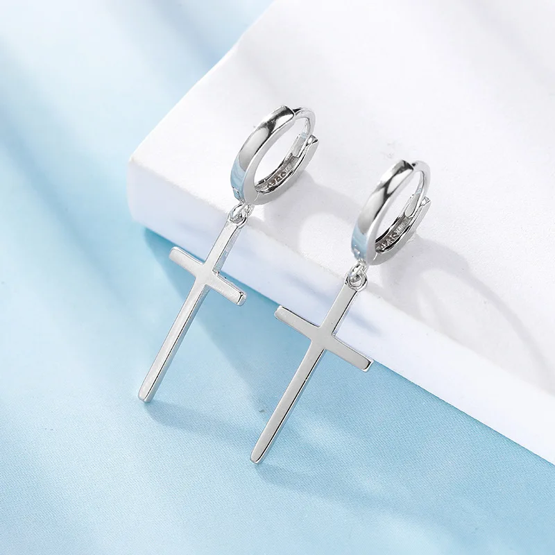 ANENJERY Personality Cross Pendant Hoop Earring Silver Color Hypoallergenic Ear Jewelry For Women Men Gifts S-E1102
ANENJERY Personality Cross Pendant Hoop Earring Silver Color Hypoallergenic Ear Jewelry For Women Men Gifts S-E1102
