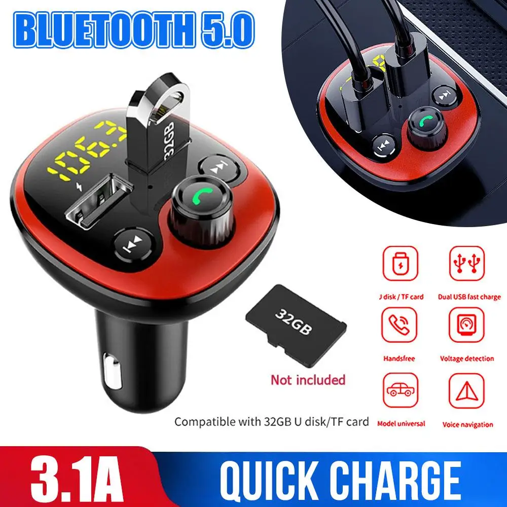 Vehemo BT 5.0 FM Transmitter Car Phone Charger Dual USB Handsfree Calling for Cars Car Mp3 Player Quick Charge U Disk
Vehemo BT 5.0 FM Transmitter Car Phone Charger Dual USB Handsfree Calling for Cars Car Mp3 Player Quick Charge U Disk