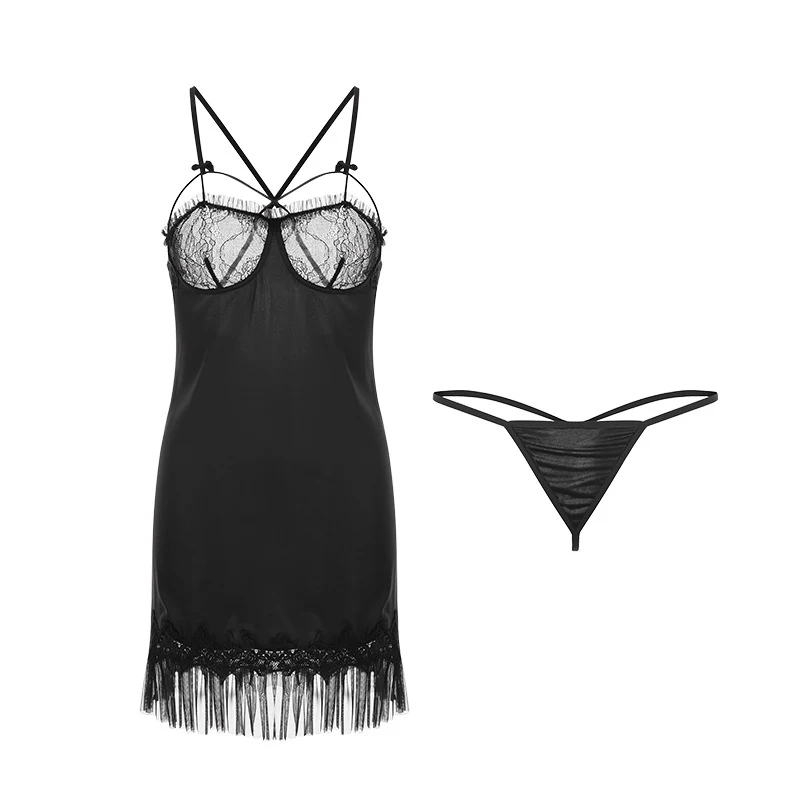Women Sexy Sling Nightdress See-Through Hollow Out Lace Backless Black Mesh Nightwear Seduction Erotic Nightgown Female Pajamas
Women Sexy Sling Nightdress See-Through Hollow Out Lace Backless Black Mesh Nightwear Seduction Erotic Nightgown Female Pajamas
