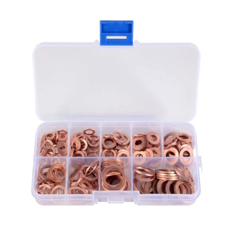 200 Pcs Copper Washer Set, Copper Metric Sealing Washers M5-M14 O-Ring Assortment
200 Pcs Copper Washer Set, Copper Metric Sealing Washers M5-M14 O-Ring Assortment