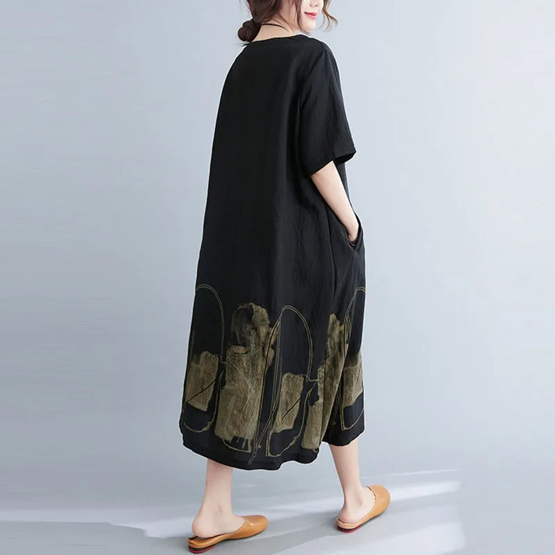 Oversized Women Cotton Linen Casual Dress New 2021 Summer Arts Style Vintage Style Loose Comfortable Female Long Dresses S3595
Oversized Women Cotton Linen Casual Dress New 2021 Summer Arts Style Vintage Style Loose Comfortable Female Long Dresses S3595