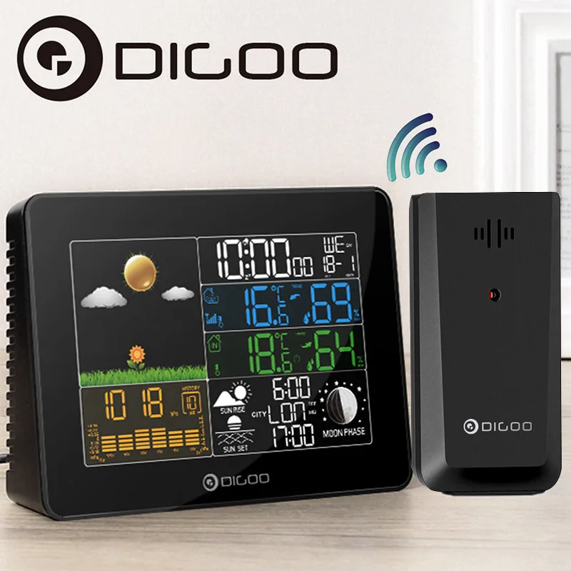 Цифровая цветная Метеостанция DIGOO с ЖК-дисплеем и уличным дистанционным датчиком температуры и влажности, часы с повтором времени восхода и...
Цифровая цветная Метеостанция DIGOO с ЖК-дисплеем и уличным дистанционным датчиком температуры и влажности, часы с повтором времени восхода и...
