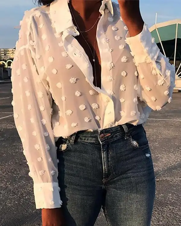 See-through Sheer Mesh Blouse Polka Dot White Shirts Women Oversized Long Sleeve Loose Casual Shirt Top Office Lady Tops Elegant
See-through Sheer Mesh Blouse Polka Dot White Shirts Women Oversized Long Sleeve Loose Casual Shirt Top Office Lady Tops Elegant