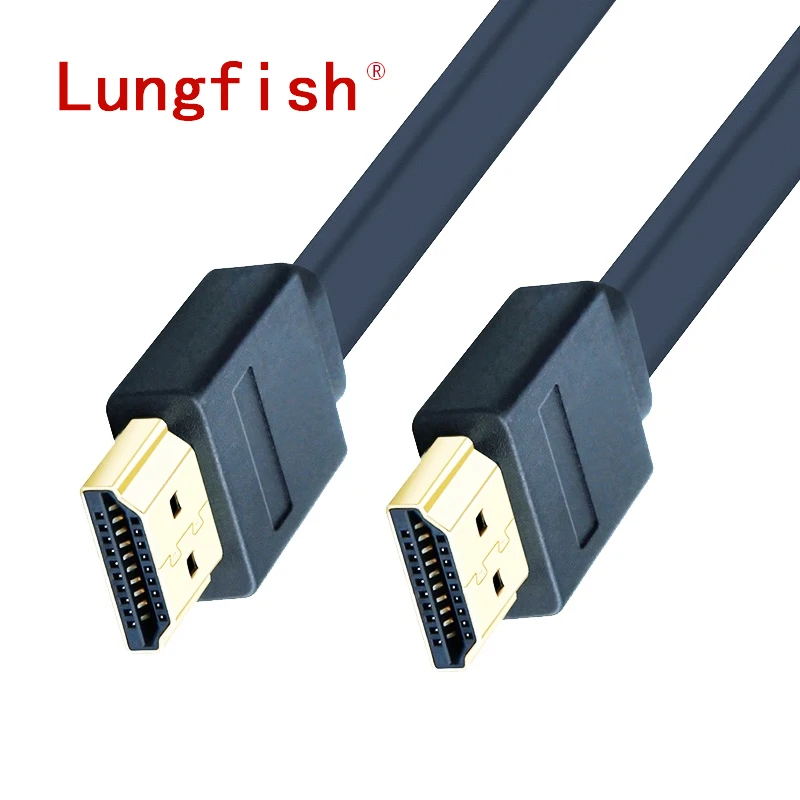 Плоский HDMI совместимый кабель Lungfish с позолоченным штекером 2 0 дюйма 4k 1080p 3D для HD