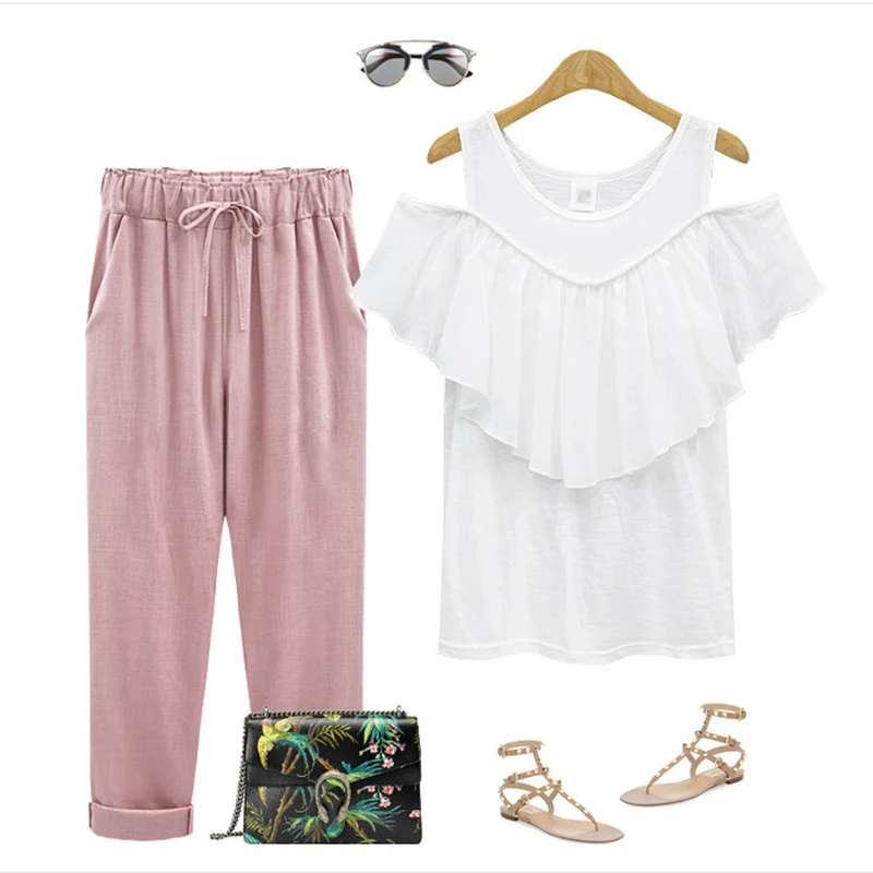 Cotton Linen Pants Plus Size Elastic Women High Waist Ankle Length Trouser Korean Fashion Loose Thin Casual Pants Streetwear
Cotton Linen Pants Plus Size Elastic Women High Waist Ankle Length Trouser Korean Fashion Loose Thin Casual Pants Streetwear